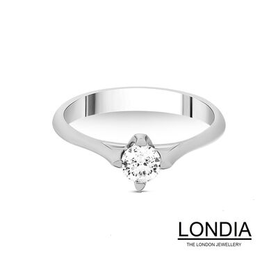 0.40 Karat Natürlicher Diamant Verlobungsring / F Seltenes Weiß / GIA Zertifiziert / 1114043 - 2