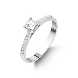 0.40 Karat Natürlicher Side Diamant Verlobungsring F GIA Zertifiziert / 1110437 - 1