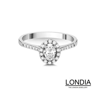 0.40 ct Londia Natural Oval Cut Diamond Halo Engagement Ring / 1114966 - 1