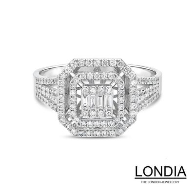0.40 ct Londia Natural Diamond Baguette Fashion Ring / F Rare White /1123997 - 1