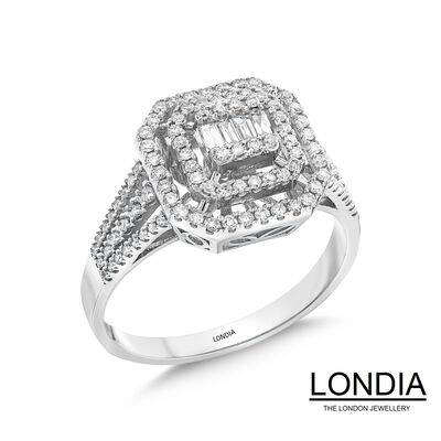 0.40 ct Londia Natural Diamond Baguette Fashion Ring / F Rare White /1123997 - 2