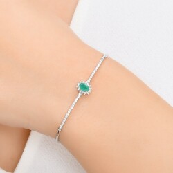 0.45 ct Emerald and 0.42 ct Diamond Bracelet / 1119495 - 