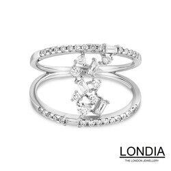 0.48 ct. Diamond Double Band Fashion Engagement Ring - 