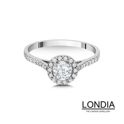 0.48 ct Natural Diamond Ring / Halo Diamond Engagement Ring / Anniversary Ring / Promise Ring / Round Cut Diamond Ring 14K Gold / 1119961 - 