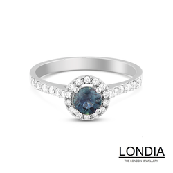 0.49 ct Sapphire and 0.28 ct Diamond Engagement Rings - 