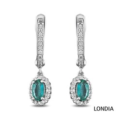 0.50 ct Emerald and 0.20 ct Diamond Engagement Earrings - 