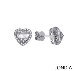 0.50 ct Londia Natural Diamond Heart Earring / Unique Baguette and Round Cut Diamond Earring / 1139412 - 
