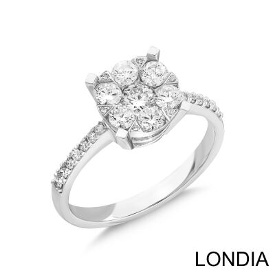 0.50 ct. Londia Cluster Engagement Ring / F Rare White Diamond Ring / 1128844 - 2