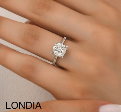 0.50 ct. Londia Cluster Engagement Ring / F Rare White Diamond Ring / 1128844 - 3