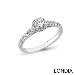 0.50 Karat Londia Natürlicher Diamant Halo Verlobungsring / F GIA Zertifiziert / 1130660 - 