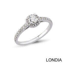 0.50 Karat Londia Natürlicher Diamant Halo Verlobungsring / F GIA Zertifiziert / 1131961 - 