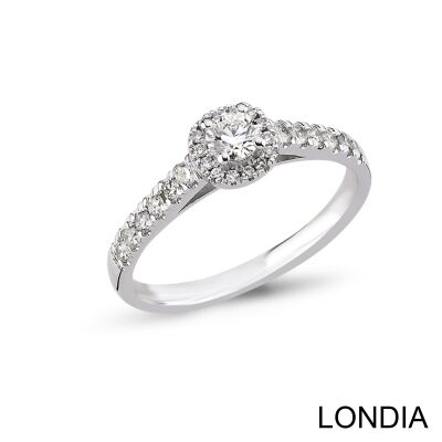 0.50 ct Londia Natural Diamond Halo Engagement Ring / F Gia Certified / 1130660 - 1