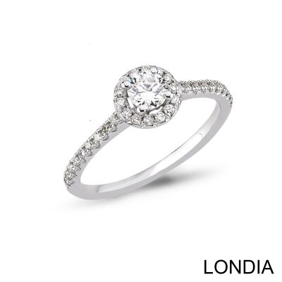 0.50 ct Londia Natural Diamond Halo Engagement Ring / F Gia Certified / 1131965 - 1