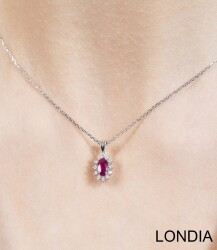 0.50 ct Oval cut Ruby and 0.07 ct Diamond Necklace 1119050 - 1