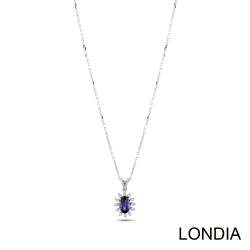 0.50 ct Oval Cut Sapphire and 0.09 ct Diamond Necklace 1117521 - 3