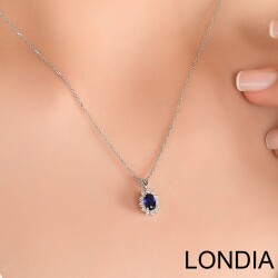 0.50 ct Oval Cut Sapphire and 0.09 ct Diamond Necklace 1117521 - 