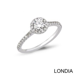 0.50 Karat Londia Natürlicher Diamant Halo Verlobungsring / F GIA Zertifiziert / 1131965 - 1