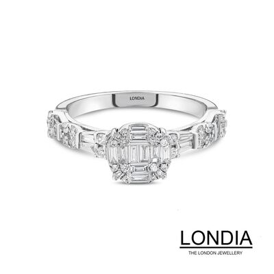 0.52 ct Baguette Engagement Ring / Brillant Diamond Gold Ring / 1124292 - 1