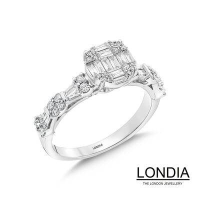 0.52 ct Baguette Engagement Ring / Brillant Diamond Gold Ring / 1124292 - 2