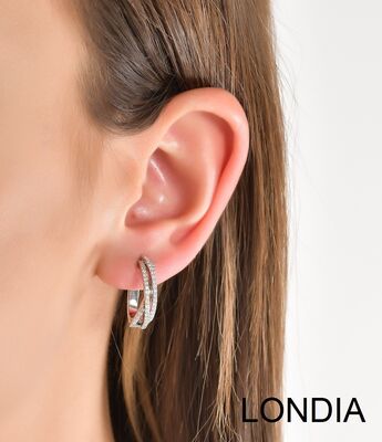 0.5O ct Lines Natural Diamond Hoop Earring / 1123112 - 2