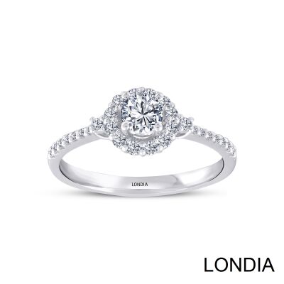 0.50 ct Londia Mira Diamond Halo Engagement Ring / F Gia Certified / 1126258 - 1