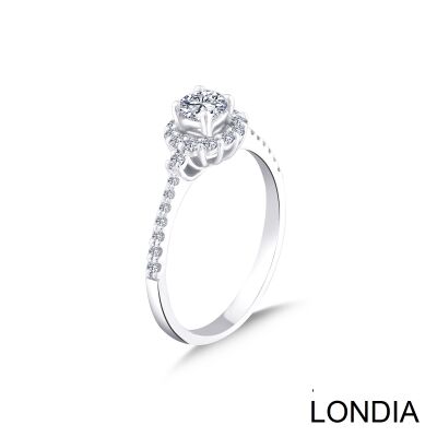 0.50 ct Londia Mira Diamond Halo Engagement Ring / F Gia Certified / 1126258 - 2