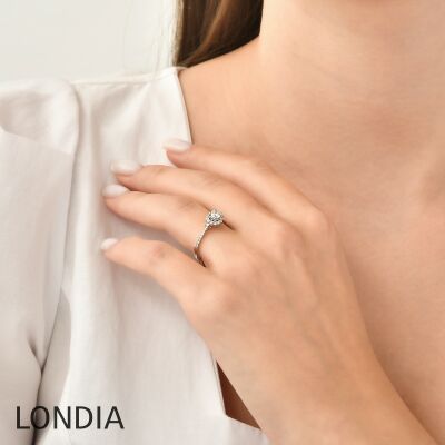 0.50 ct Londia Mira Diamond Halo Engagement Ring / F Gia Certified / 1126258 - 3