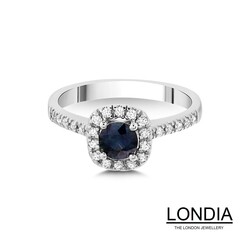 0.57 ct Sapphire and 0.24 ct Diamond Engagement Rings - 