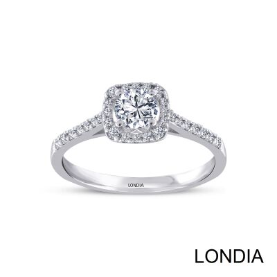 0.60 ct Londia Natural Diamond Halo Engagement Ring / F Gia Certified / 1136052 - 1