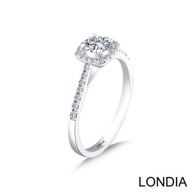 0.60 ct Londia Natural Diamond Halo Engagement Ring / F Gia Certified / 1136052 - 2