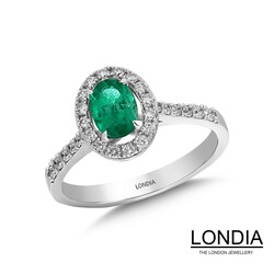 0.58 ct Oval Cut Emerald and 0.37 ct Diamond Engagement Ring / 1115115 - 2