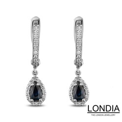 0.60 ct Sapphire and 0.22 ct Diamond Engagement Earrings - 