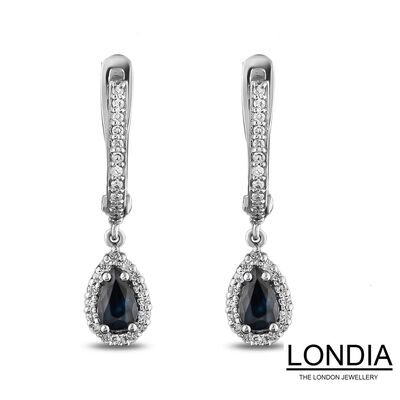 0.60 ct Pear Cut Natural Sapphire and 0.20 ct Natural Diamond Earring / 1118854 - 3