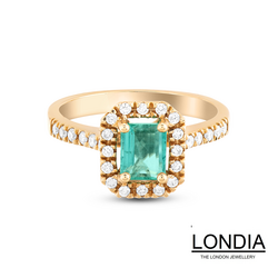 0.63 ct Emerald and 0.34 ct Diamond Engagement Rings - 