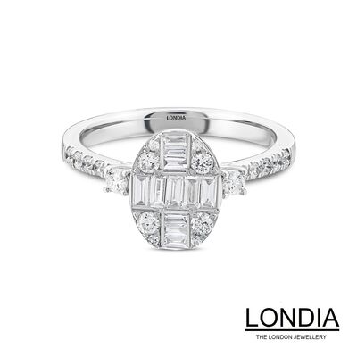 0.66 ct Baguette Engagement Ring / Brillant Diamond Gold Ring / 1124339 - 1