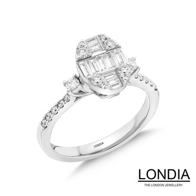 0.66 ct Baguette Engagement Ring / Brillant Diamond Gold Ring / 1124339 - 2