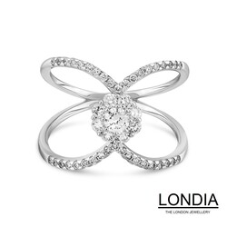 0.68 ct. Diamond Double Band Fashion Engagement Ring - 