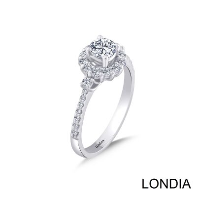 0.70 ct Londia Mira Diamond Halo Engagement Ring / F Gia Certified / 1126260 - 2