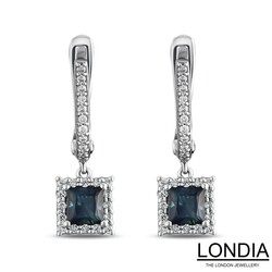 0.74 ct Sapphire and 0.20 ct Diamond Engagement Earrings - 