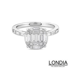 0.75 ct Natural Diamond Baguette Engagement Ring / 1124338 - 