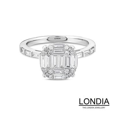 0.75 ct Natural Diamond Baguette Engagement Ring / 1124338 - 1