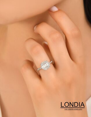 0.75 ct Natural Diamond Baguette Engagement Ring / 1124338 - 3