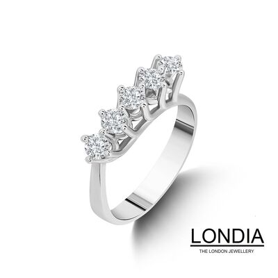 0.75 ct 5 Diamond Wedding Ring / 14k Gold Woman Ring /Anniversay Ring / 1112465 - 1