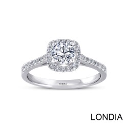 0.80 ct Natural Diamond Halo Engagement Ring / 1123171 - 