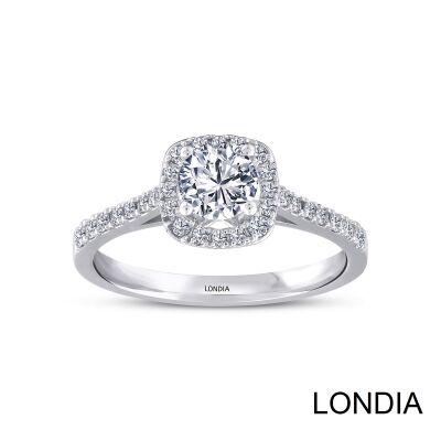 0.80 ct Londia Natural Diamond Halo Engagement Ring / F Gia Certified / 1123171 - 1