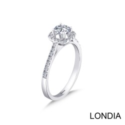 0.80 ct Londia Natural Diamond Halo Engagement Ring / F Gia Certified / 1123171 - 2