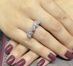 0.80 ct Londia Natural Diamond Design Pear Cut 5 Stone Wedding Ring /1138514 - 2