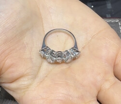 0.80 ct Londia Natural Diamond Design Pear Cut 5 Stone Wedding Ring /1138514 - 4