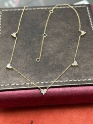 Diamant Herz Halskette / (0.80 karat ) Design Diamant Herz Halskette / Einzigartige Halskette / 1134573 - 