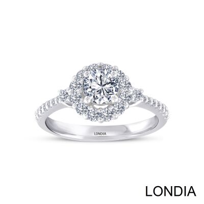 0.90 ct Londia Mira Diamond Halo Engagement Ring / F Gia Certified / 1126261 - 1